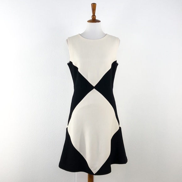 Raoul Black Ivory Wool Marcelle Flounce Dress - Picture 2 of 9
